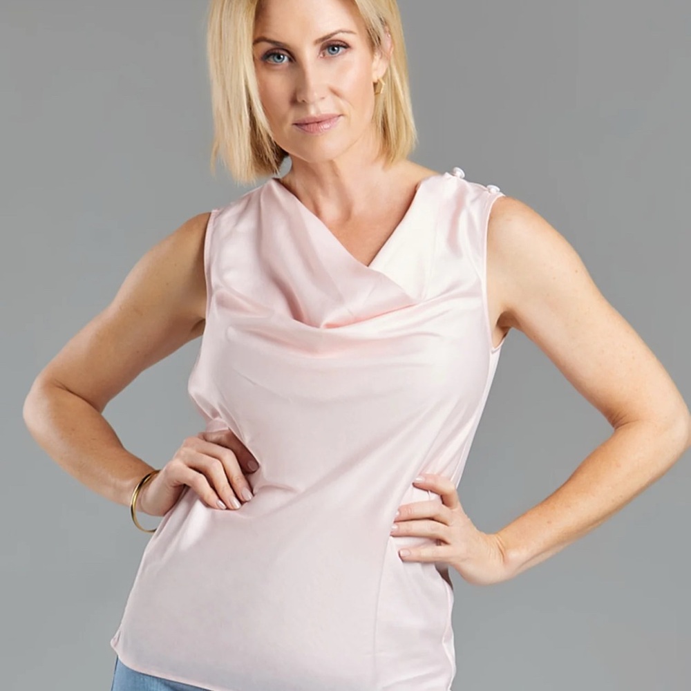 Seragyi Ivory Erin Cowl Blouse Size 12 New with Tags